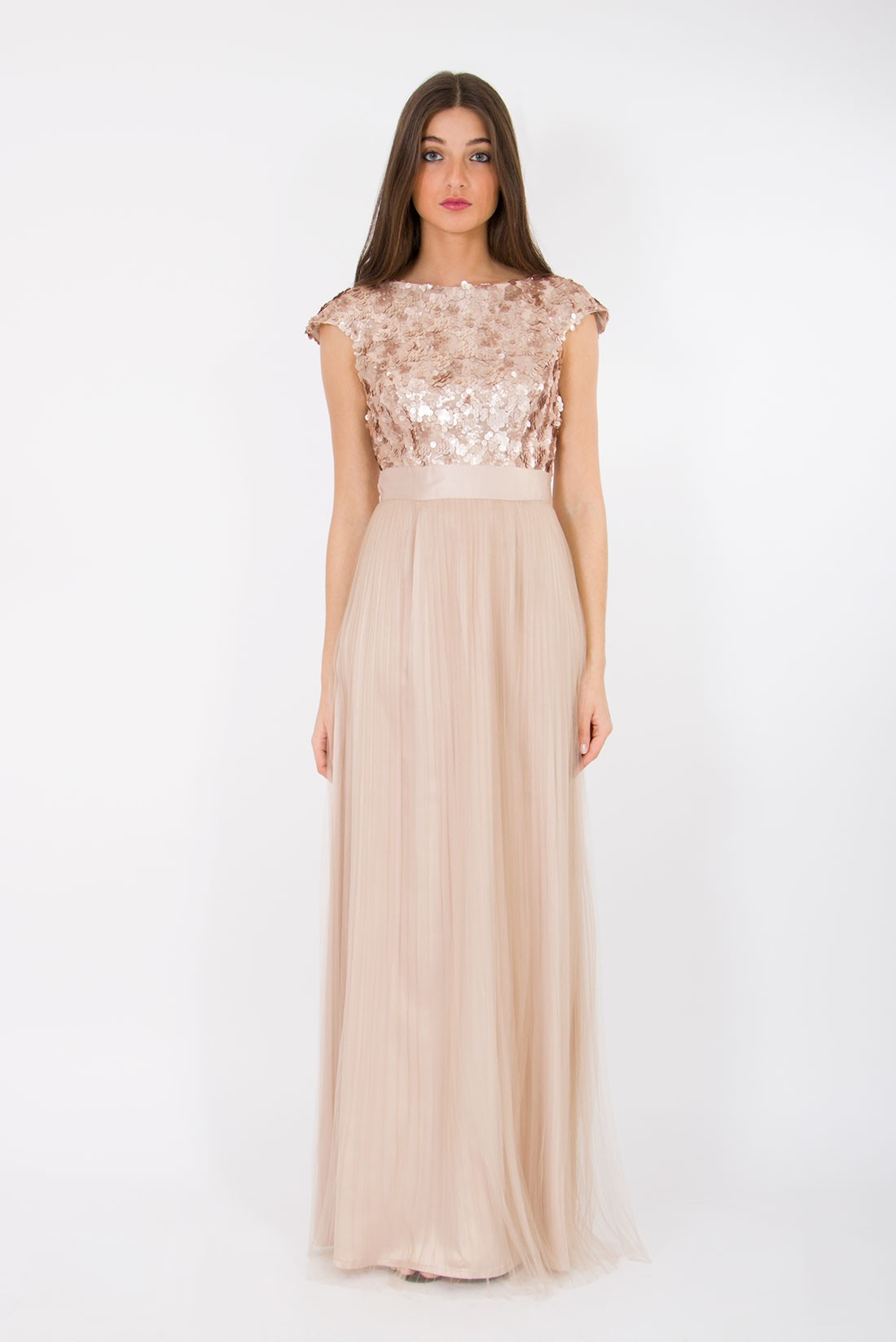 LONG DRESS WITH TULE SKIRT AND SEQUINS TOP - Origem LONG DRESS WITH TULE SKIRT AND SEQUINS TOP - Origem